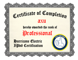 IPv6 Certification Badge for axu