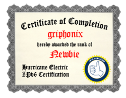 IPv6 Certificatio----n Badge for griphonix