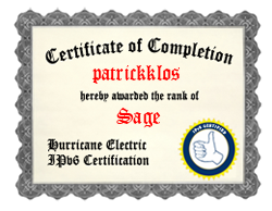 IPv6 Certification Badge for patrickklos