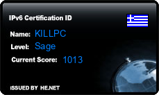 IPv6 Certification Badge for KILLPC