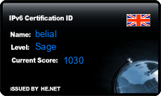 IPv6 Certification Badge for belial