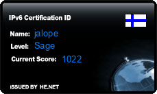 IPv6 Certification Badge for jalope