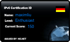 IPv6 Certification Badge for maximliu