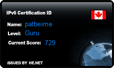 IPv6 Certification Badge for Pat Beirne