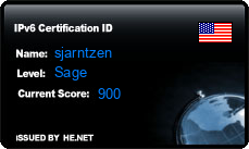 IPv6 Certification Badge for sjarntzen
