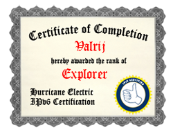 IPv6 Certification Badge for Valrij