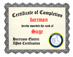 IPv6 Certification Badge for bartman