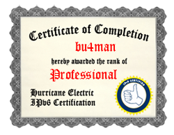 IPv6 Certification Badge for bu4man