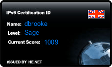 IPv6 Certification Badge for dbrooke