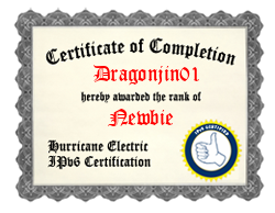 IPv6 Certification Badge for dragonjin01
