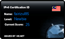 IPv6 Certification Badge for fairizul85