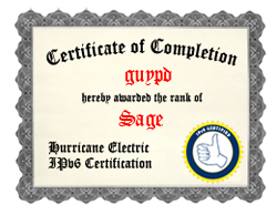IPv6 Certification Badge for guypd