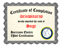 IPv6 Certification Badge for idriswinarno