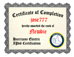 IPv6 Certification Badge for jose777