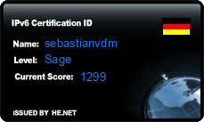 IPv6 Certification Badge for sebastianvdm