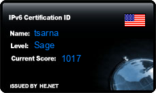 IPv6 Certification Badge for tsarna