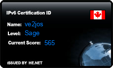 IPv6 Certification Badge for ve2jos