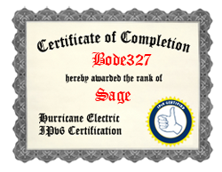 IPv6 Certification Badge for Bode327