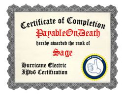 IPv6 Certification Badge for PayableOnDeath
