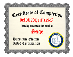 IPv6 Certification Badge for belovedprincess
