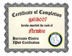 IPv6 Certification Badge for galib007