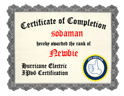 IPv6 Certification Badge for sodaman