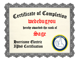IPv6 Certification Badge for wedebugyou