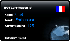 IPv6 Certification Badge for 0ta9