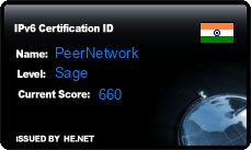 IPv6 Certification Badge for PeerNetwork