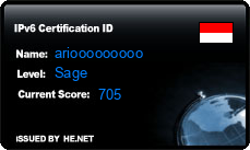 IPv6 Certification Badge for ariooooooooo