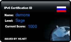 IPv6 Certification Badge for demonx