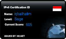 IPv6 Certification Badge for iqbalhalim