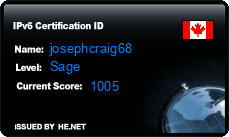 IPv6 Certification Badge for josephcraig68