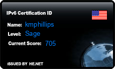 IPv6 Certification Badge for kmphillips