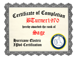 IPv6 Certification Badge for BTurner1970