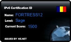 IPv6 Certification Badge for FORTRESS12
