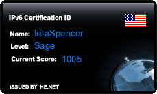 IPv6 Certification Badge for IotaSpencer