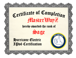 IPv6 Certification Badge for MasterWayZ