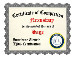 IPv6 Certification
Badge for Nexusway