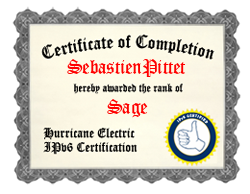 IPv6 Certification Badge for SebastienPittet