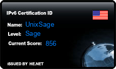 IPv6 Certification Badge for UnixSage