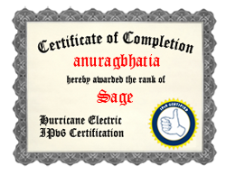 IPv6 Certification Badge for anuragbhatia