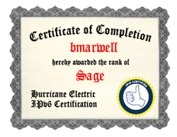 IPv6 Sage certificate bmarwell