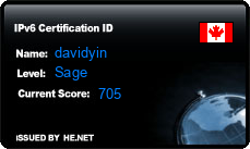 IPv6 Certification Badge for davidyin