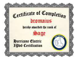 IPv6 Certification Badge for dromaius