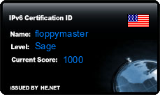 IPv6 Certification Badge for floppymaster