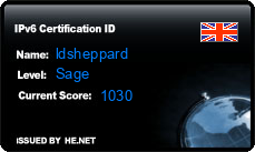 IPv6 Certification Badge for ldsheppard