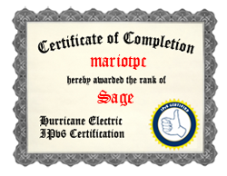 IPv6 Certification Badge for mariotpc