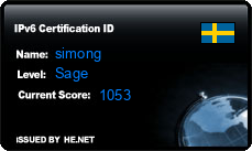 IPv6 Certification Badge for simong