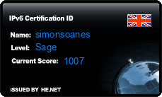 IPv6 Certification Badge for simonsoanes